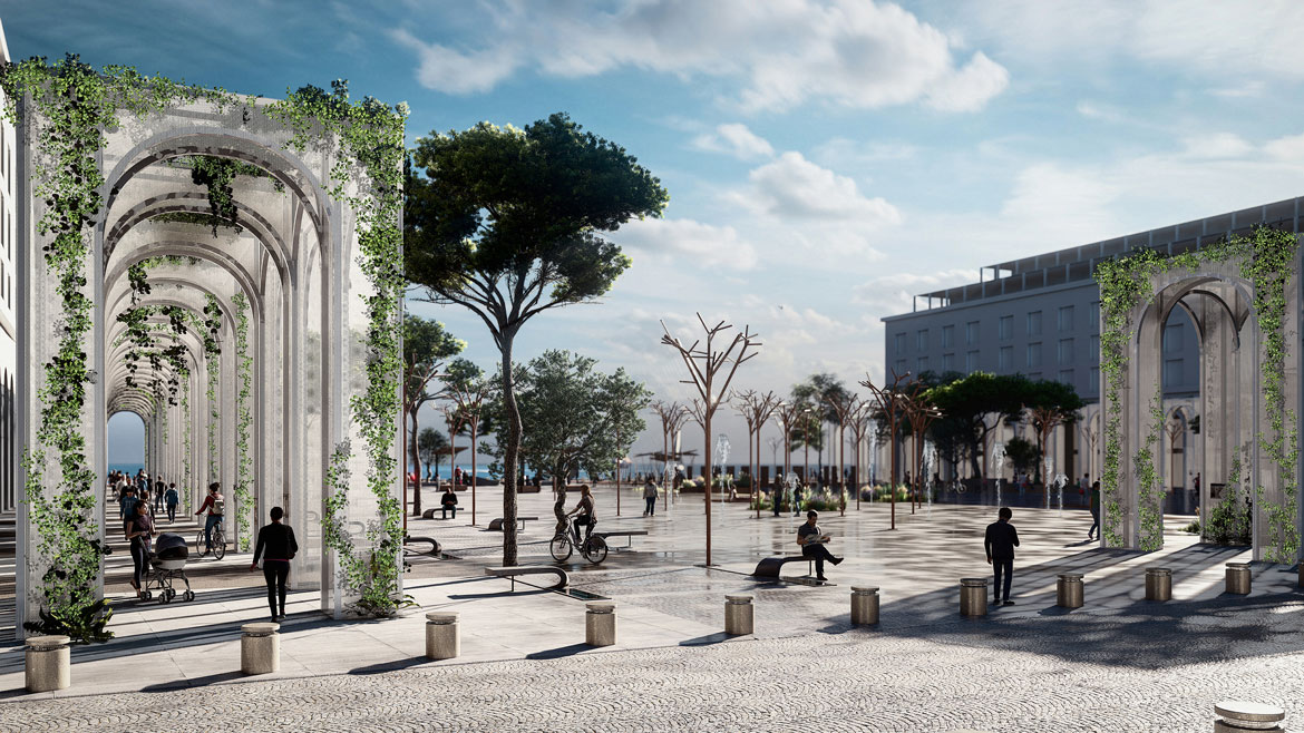 Architectural visualisation of Aristotelous Square regeneration proposal