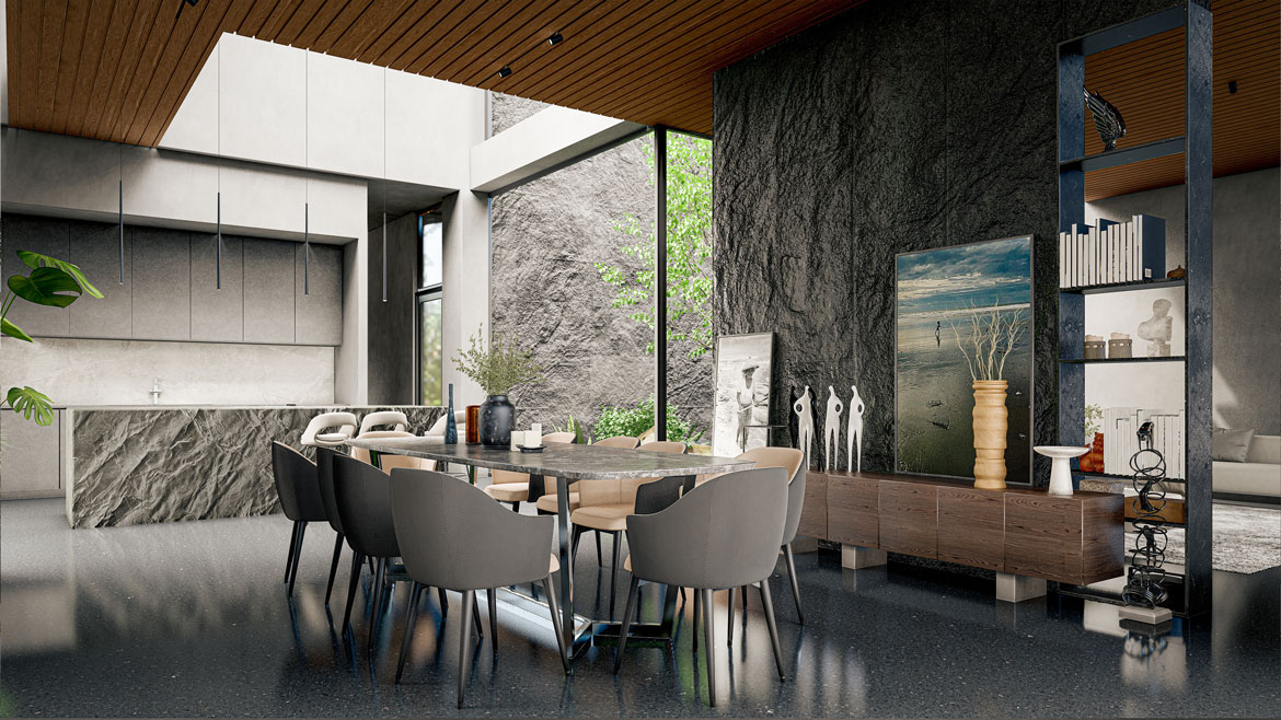 Visualization of dining area in modern home